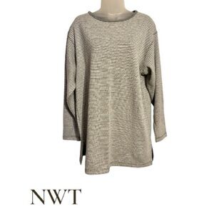 NWT Neutral Heather Grey Striped Top LARGE #7